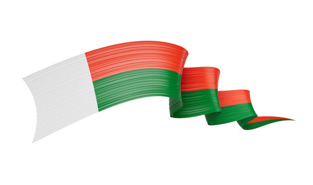 3d Flag Of Madagascar 3d Waving Flag Ribbon Isolated On White Background, 3d Illustration - Powered by Adobe