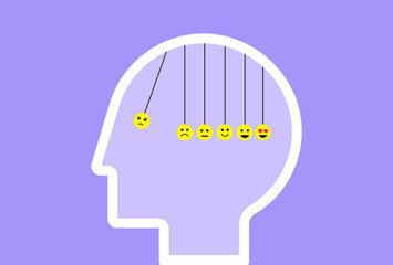 Emoji mental health newton cradle concept illustration