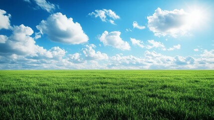 Obraz premium Wide shot of grassy field on a sunny day