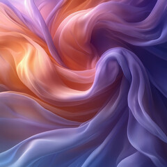 Obraz premium Flowing, swirling, sheer fabric with a gradient of orange and purple hues.