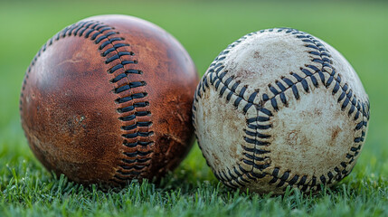  Two Well-Used Baseballs, Showing the Marks of Many Games Played.