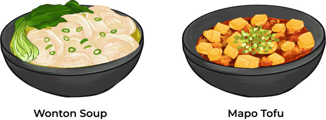 Chinese Traditional Cuisine Illustration