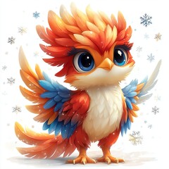 Cute Cartoon Illustration of a Magical Phoenix