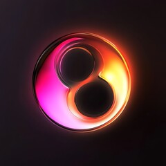 Abstract yinyang symbol, glowing gradient colors, 3D illustration