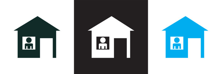 User icon in home. Home with profile icon .  isolated on white and black background. vector illustration. EPS 10
