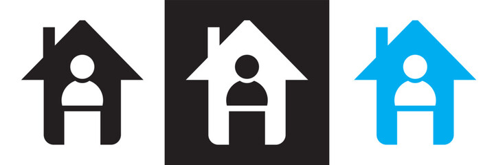 User icon in home. Home with profile icon .  isolated on white and black background. vector illustration. EPS 10
