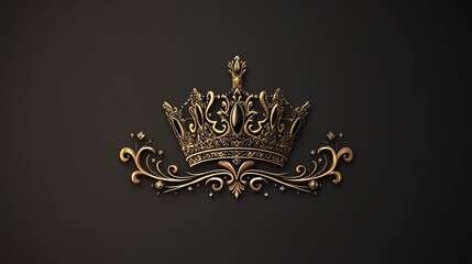 Luxury crown logo, intricate details, gold and jewel accents, 3D icon style