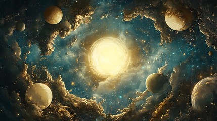 Celestial Bodies Orbiting A Bright Galactic Core