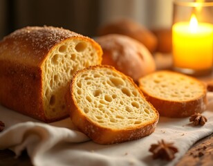 Golden Crust Artisan Bread: Warm, Rustic Loaf Slices
