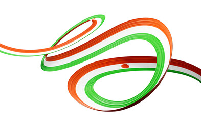3d Flag Of Niger 3d Shiny Waving Niger Ribbon Flag On White Background 3d Illustration