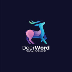 Deer Word Gradient Colorful Logo