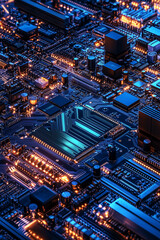 Fototapeta premium circuit board with lightning lines