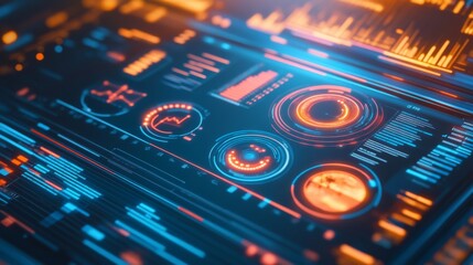 Obraz premium Digital Analytics Interface with Glowing Effects