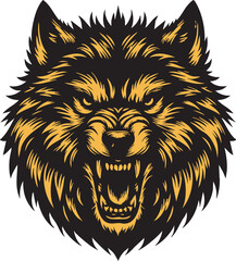 Fierce Wolf Head with Threatening Stare
