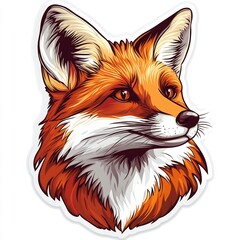 Obraz premium The Quirky and Endearing of a Mischievous Fox Head Sticker on a White Background