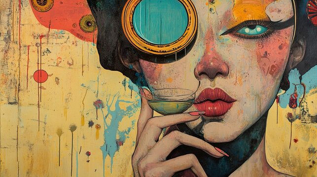 Enigmatic Woman: A Colorful Portrait Painting