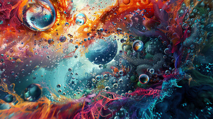 Capture the essence of underwater magic with a twist - a birds-eye view perspective featuring bold colors, abstract designs, and unexpected camera angles Bring this imaginative blend to reality using