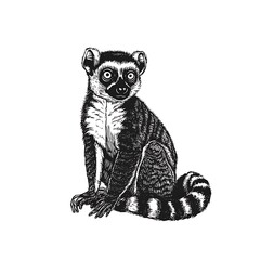 Obraz premium Ring-tailed lemur in graphic style, isolated.