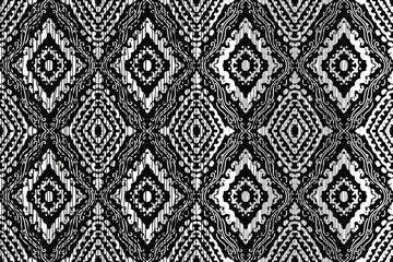 abstract tribal feather seamless pattern, Seamless black blue and white color, Ikat Ogee Background Pattern, Seamless Ikat Chevron Background Pattern.