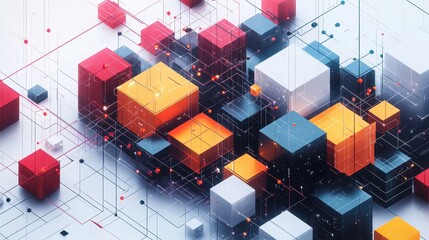 Abstract Geometric Shapes and Cubes in 3D Space