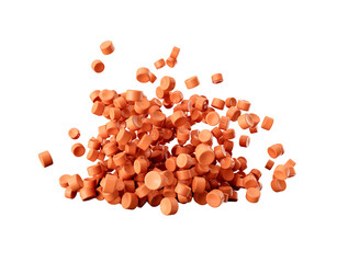 3d Orange Plastic Pellets Or PVC Polymer Beads Falling 3d Illustration