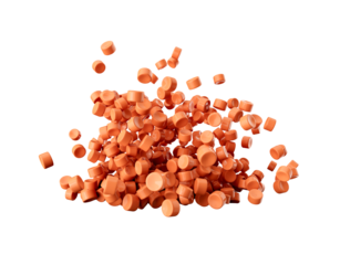 3d Orange Plastic Pellets Or PVC Polymer Beads Falling 3d Illustration