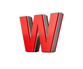 Vibrant Red Capital Letter W Gleams With Its Sleek Design Bold Font With Sharp Edges 3D Illustration