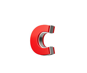 Vibrant Red Small Letter c Gleams With Its Sleek Metallic Design With Sharp Edges 3D Illustration