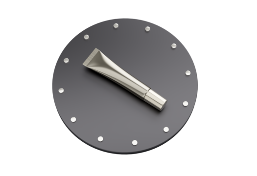 3d Silver Empty Cosmetic Product Tube Mock Up Clock Concept 3:50 Time Three Fifty 3d Illustration