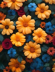 Vibrant Paper Flower Illustration: Close-Up View of Exquisitely Crafted Blooms. AI Generated