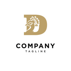 Letter D Peacock Bird Logo Icon vector