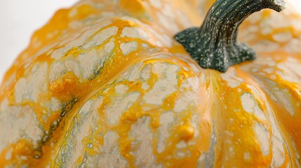Close-up of a vibrant orange pumpkin highlighting its unique texture and patterns.