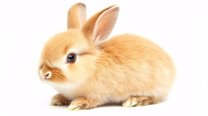 Obraz premium A cute, fluffy orange rabbit sits calmly, showcasing its soft fur and bright, curious eyes.