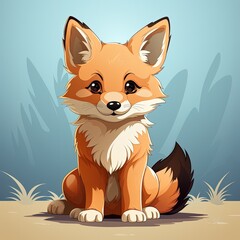 Obraz premium Adorable Minimalist Cartoon Fox with Vibrant Colors