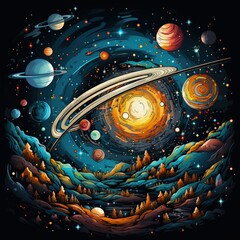 Obraz premium Stunning Galaxy in Action Surrounded by Nebulas and Cosmic Energy