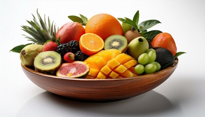 Vibrant Fruit Bowl: A Lush Still Life of Exotic and Tropical Fruits