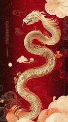 Fototapeta premium Vertical Sophisticated Lunar New Year Banner Design