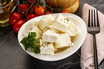 Greek traditional Feta cheese cubes