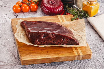 Raw beef liver for cooking