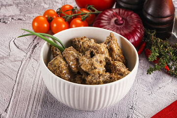 Beef liver with cream sauce