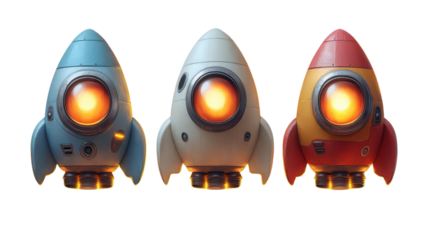 red and white rocket isolated on white background