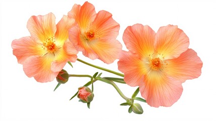 Fototapeta premium Delicate peach-colored flowers gracefully arranged, showcasing vibrant petals and soft green buds.