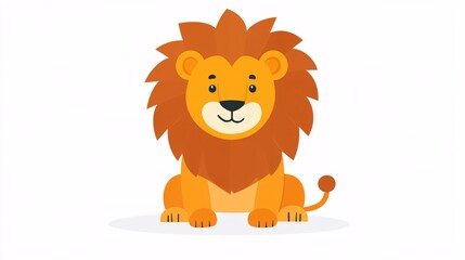 A cute cartoon male lion with a friendly expression and vibrant orange mane.