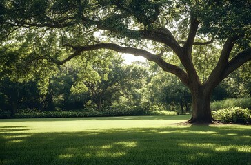 Obraz premium Majestic Oak Tree Shades Lush Green Lawn