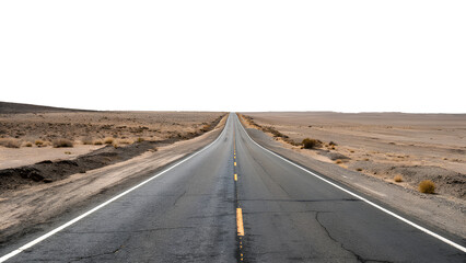 Fototapeta premium Empty Desolate road cut out, on white background