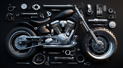 Obraz premium Motorcycle parts, wallpaper, the technological advances in two-wheel drive systems