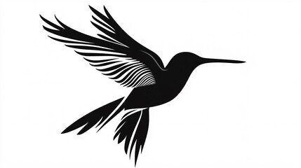 Fototapeta premium Stylized silhouette of a hummingbird in mid-flight, showcasing elegant wings and a graceful posture.