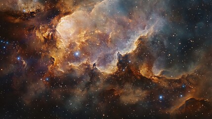 A Cosmic Nebula Of Orange And Brown Hues