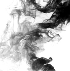 Fototapeta premium Black and white smoke isolated on white background.