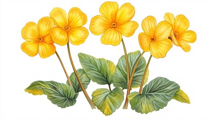 A vibrant display of yellow flowers with lush green leaves, showcasing nature's beauty and charm.